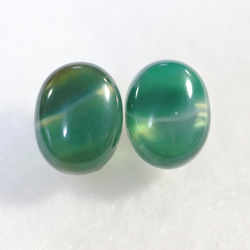 (1 件) 雙色綠色縞瑪瑙耳釘（8 × 10 毫米鈦耳釘） 第1張的照片