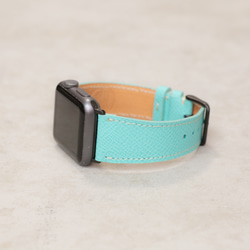 採用優質皮革製成 Apple Watch 皮帶 薄荷綠 蒂芬妮藍 Vaux Epson 可改為雙包 第3張的照片
