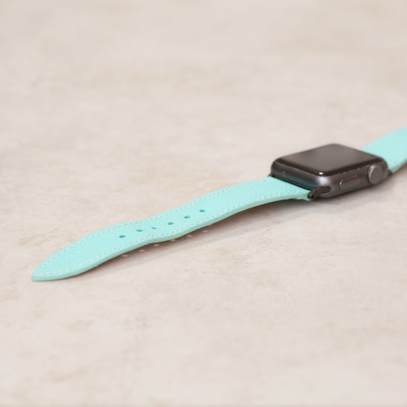採用優質皮革製成 Apple Watch 皮帶 薄荷綠 蒂芬妮藍 Vaux Epson 可改為雙包 第7張的照片