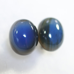 （1 件）雙色藍色縞瑪瑙耳釘（8 × 10 毫米鈦柱） 第2張的照片