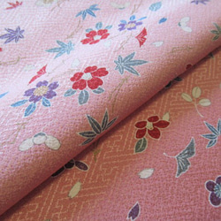 サーモンピンク 色無地 正絹 錦紗ちりめん 丹後ちりめん 八掛生地 No