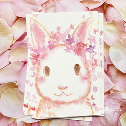 イラストポストカード１枚（ウサギ／ピンク） 1枚目の画像