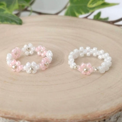 レジンヘアゴム 桜　薔薇　春　ピンク　ホワイト　ピンキーリング レジンヘアゴム 桜 薔薇 春 ピンク ホワイト ピンキーリング 煌めく