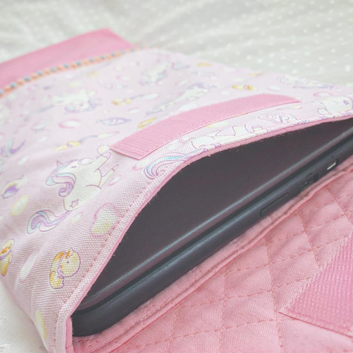 ユニコーン　さくらんぼ 花柄 チェック　タブレット入れ  iPad入れ   女子 タブレットケース タブレットポーチ 女の子 iPadケース iPad