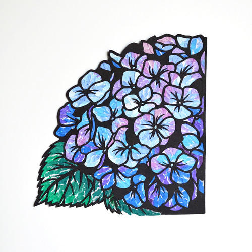 切り絵×ちぎり絵】aji-sai -紫陽花‐ 原画アート アートフラワー 切り絵×ちぎり絵】aji-sai -紫陽花‐ 原画アート アートフラワー