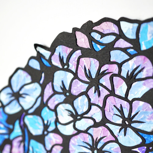 切り絵×ちぎり絵】aji-sai -紫陽花‐ 原画アート アートフラワー