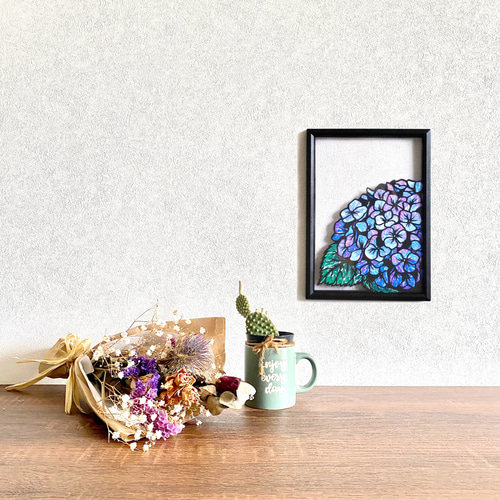 ちぎり絵×切り絵】原画アート 『aji-sai（紫陽花）』 絵画 紙のおくり