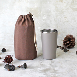 タンドレザータンブラーケース Kinchaku Daily タンブラー用 コットンキャンバス ブラウン