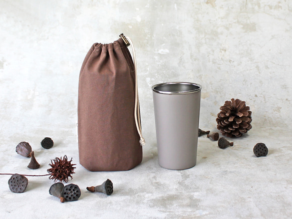 Kinchaku Daily タンブラー用 コットンキャンバス ブラウン