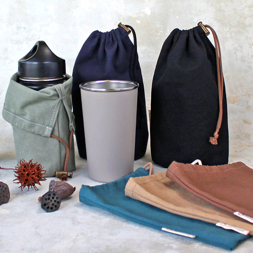 Kinchaku Daily タンブラー用 コットンキャンバス ブラウン