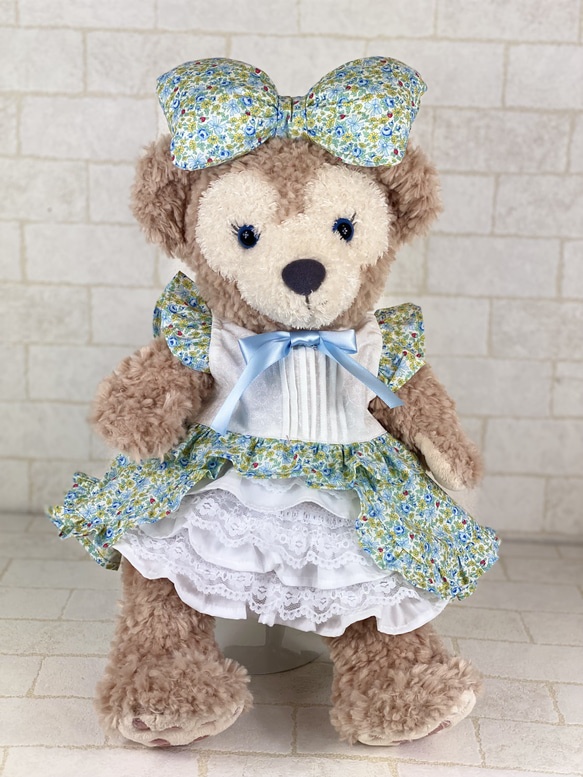 シェリーメイ ブルー花柄のセット (ブラウス、スカート、ヘッド