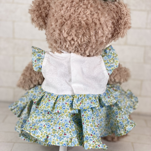 シェリーメイ ブルー花柄のセット (ブラウス、スカート、ヘッドリボン