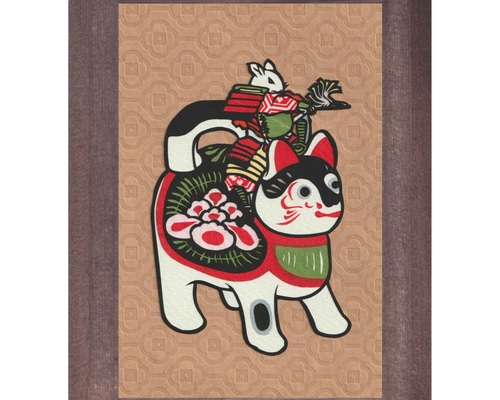 月岡芳年「猫鼠合戦」切り絵 切り絵 伊勢屋 通販 13890420｜Creema