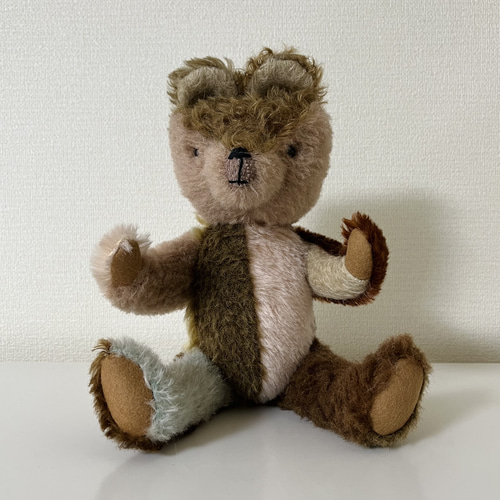 ［チコちゃん］オランダ アンティーク テディベア クマ ぬいぐるみ 希少 古希 お祝い 【名入れ】 くま ぬいぐるみ ちゃんちゃんこ 紫 70