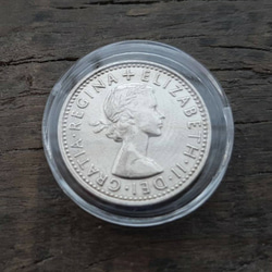 ゴルフボールマーカー 幸せのシックスペンス イギリス  ラッキー6ペンス 英国コイン  美品です 本物 19.5mm 3枚目の画像