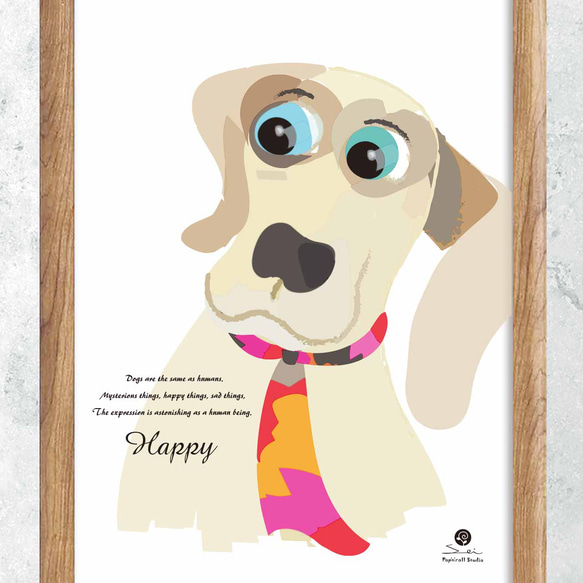 おっとり　ポスター　A4　　アート　seiで検索　誕生日プレゼント　結婚祝い　贈りもの　動物　犬　かわいい　c-31-2 1枚目の画像