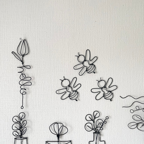 【ʕ⁠´⁠•⁠ᴥ⁠•⁠`⁠ʔさま専用】ワイヤークラフト作品3点 蜂さん3点セット＊ワイヤークラフト ウォールステッカー