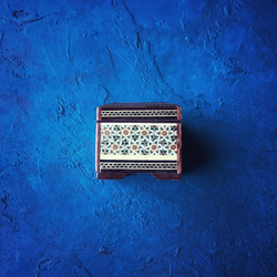 ペルシャの象嵌細工（寄木細工） 小箱　正方形 S （6ｃｍ）【ハータムカーリー052】 6枚目の画像