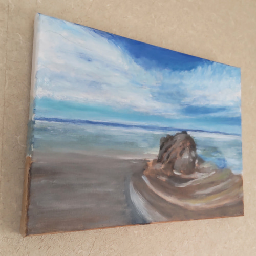 油絵 絵画 【岩場の砂浜】 絵画 油絵 【岩場の砂浜】