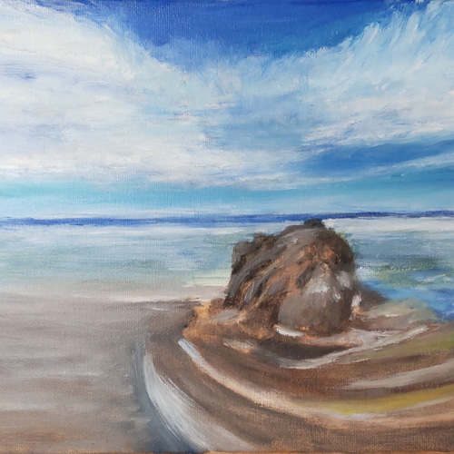 油絵 油彩 油彩画 絵画 絵 変形キャンバス【砂浜の波】 油絵 油彩 油彩画 絵画 絵 変形キャンバス【砂浜の波】 絵画