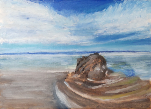 油絵 絵画 【海辺の砂浜】 油絵 油彩 油彩画 絵 絵画 【海辺の砂浜】 絵画 HR 通販