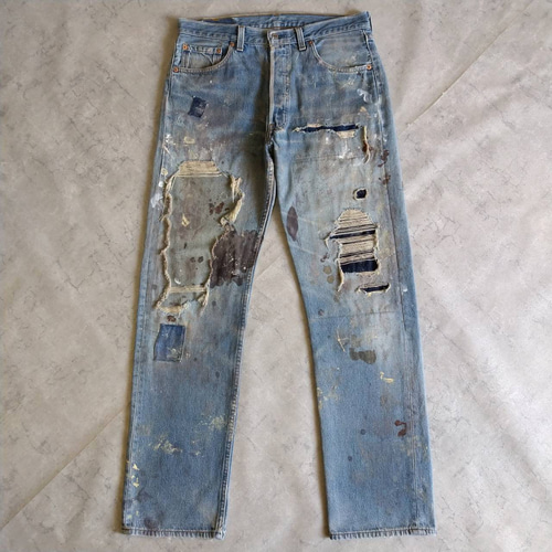 W33表記 リペアカスタム usa製 リーバイス 501 リメイクデニム