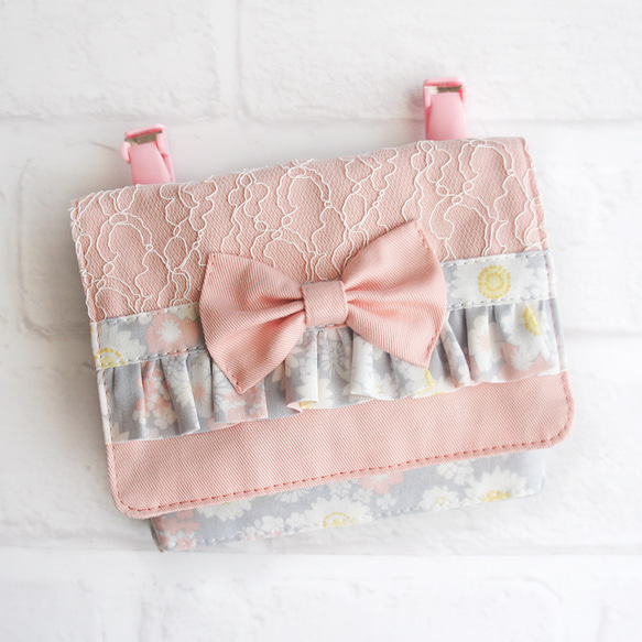 移動ポケット フリル リボン レース 問合せ クリップ付き 