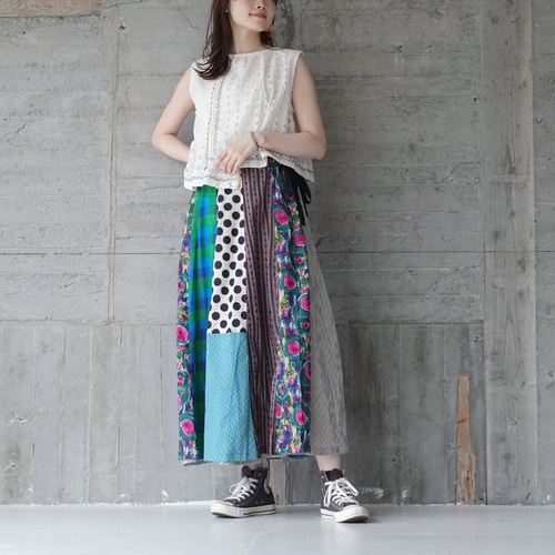 装いに彩りを♪ラップパッチワークスカート（22s-23）パターンA