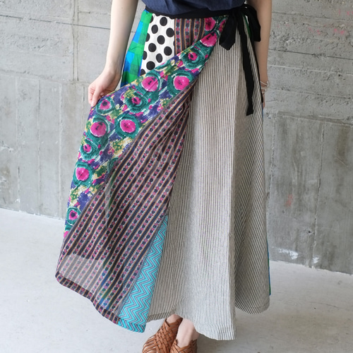 装いに彩りを♪ラップパッチワークスカート（22s-23）パターンA ver3