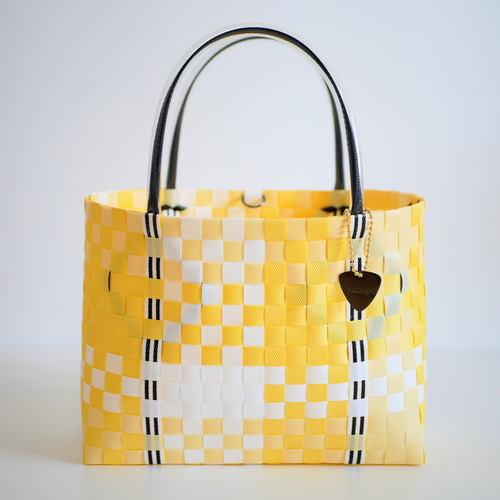 Milly イエロー ブラック トートバッグ イエローチェック×ブラックM 2WAYプラカゴバッグ プラカゴ かご