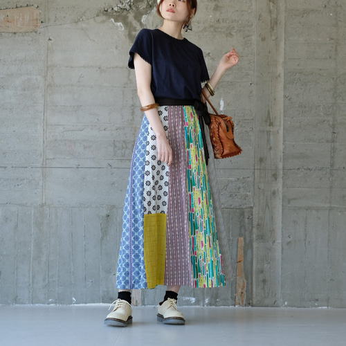 装いに彩りを♪ラップパッチワークスカート（22s-23）パターンD ver3