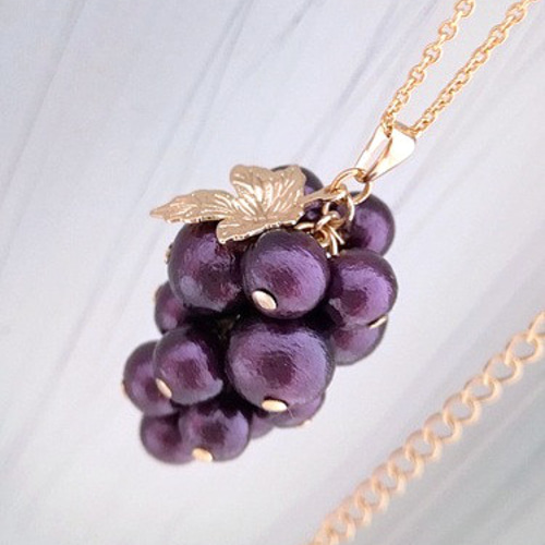 葡萄のペンダント（コットンパール・アメジスト） ネックレス