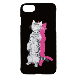 1037C011[TETSUJI SHIRAKAWA]cat-pink スマホケース 全機種対応 ねこ ネコ 猫 1枚目の画像