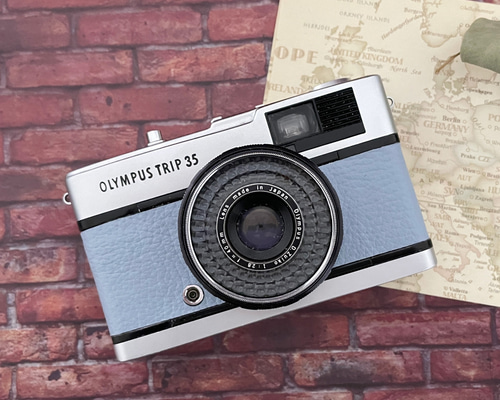 OLYMPUS TRIP 35 フィルムカメラ 水色 完動品】レトロなフィルムカメラ オリンパスTRIP35 サックス