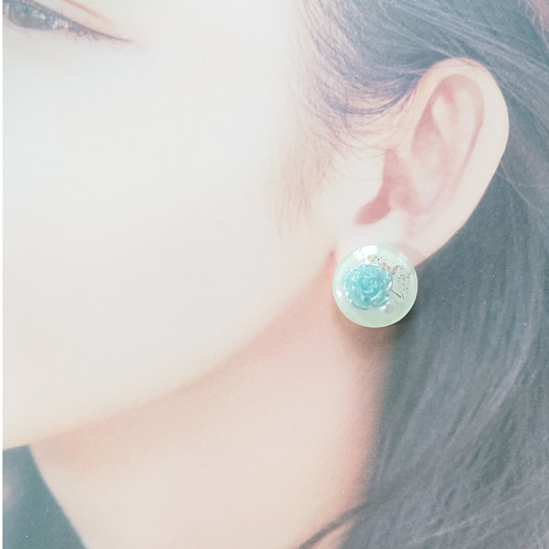 ボタンカボション☆2個 d-7 薔薇/バラ/カボション/ボタン/レジン 