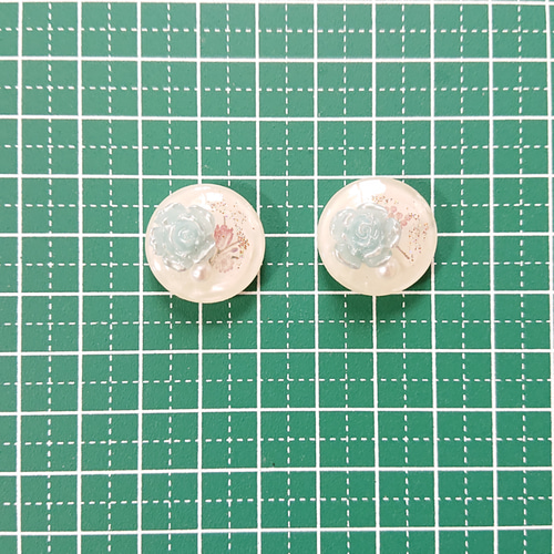 ボタンカボション☆2個 d-7 薔薇/バラ/カボション/ボタン/レジン 