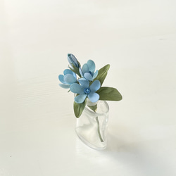 布花ブルーが優しい、ブルースターのコサージュ 10枚目の画像