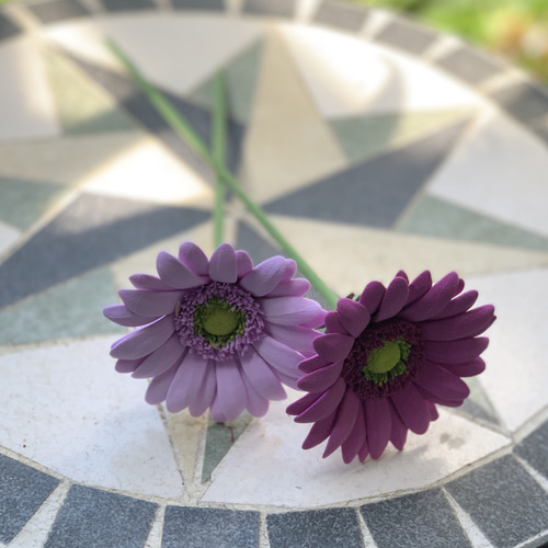 クレイのガーベラ紫2本セット アートフラワー Clay art AYA 通販