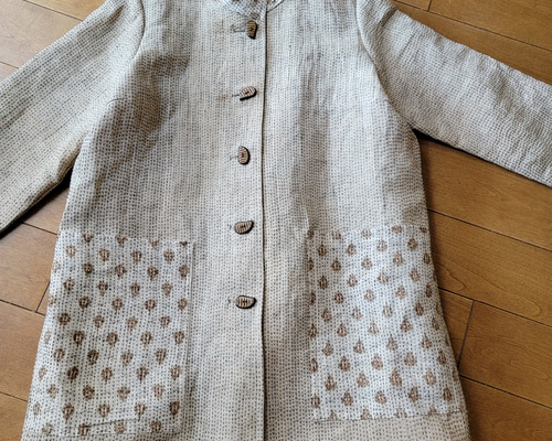 着物リメイク 古布 手作り ゴリ麻、あかそ 総刺し子 上着 着物リメイク 古布 手作り ゴリ麻、あかそ 総刺し子 上着
