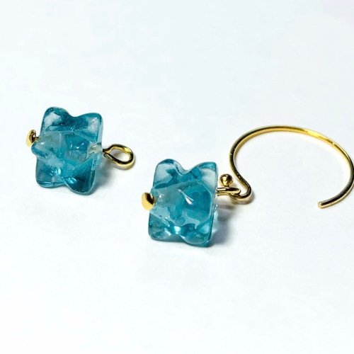 天然石チャーム】ブルーグリーンフローライト 8mm 2個 ハンドメイド 