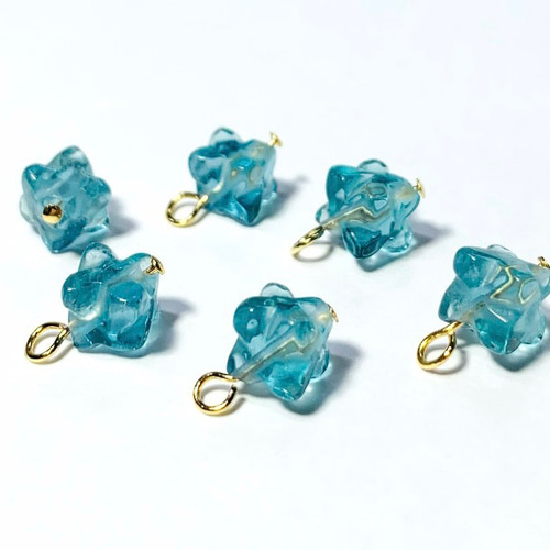 天然石チャーム】ブルーグリーンフローライト 8mm 2個 ハンドメイド 