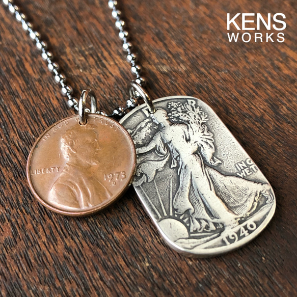USAウォーキングリバティ銀貨　ドッグタグネックレス USAウォーキングリバティ銀貨ドッグタグネックレス