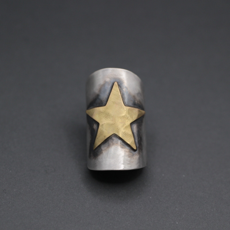 BE STAR ★★★｜シルバー｜真鍮｜スプーンリング｜リメイク｜カフリング｜ユニーク｜星｜カジュアル｜ポップロック｜
