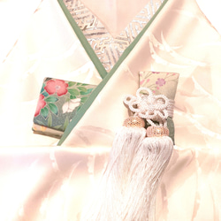 世界で1つ 】正絹 花嫁懐剣 筥迫 伊達襟 3点 手描友禅 水浅葱色 花嫁