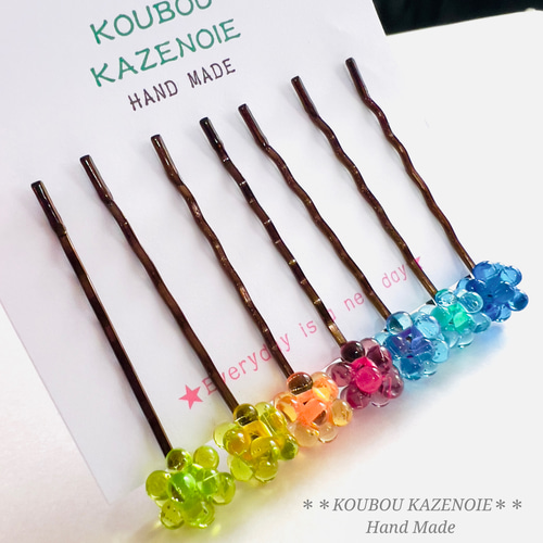 カラーも選べる♪可愛いレインボーのピン留めSET ヘアピン KOUBOU