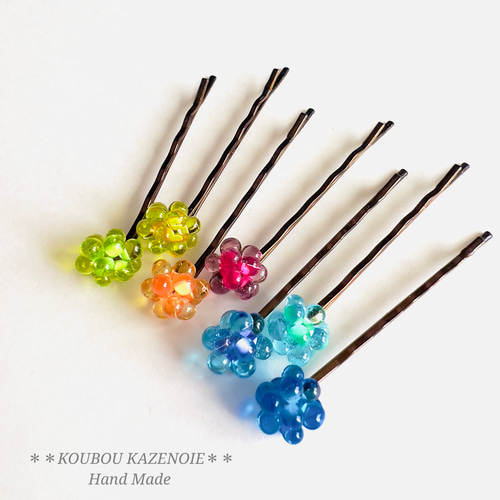 カラーも選べる♪可愛いレインボーのピン留めSET ヘアピン KOUBOU
