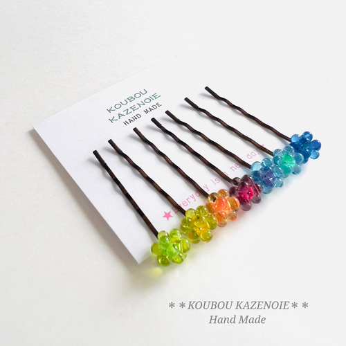 カラーも選べる♪可愛いレインボーのピン留めSET ヘアピン KOUBOU