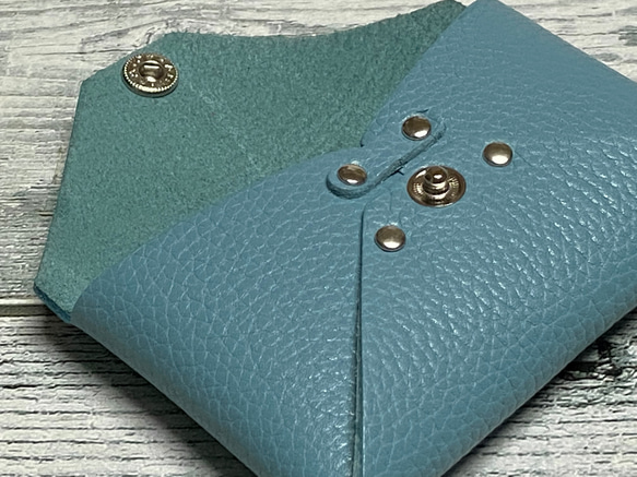 ✉L.A.Nが作ったCCB leather case ✉【牛革　 スカイブルー系】 6枚目の画像