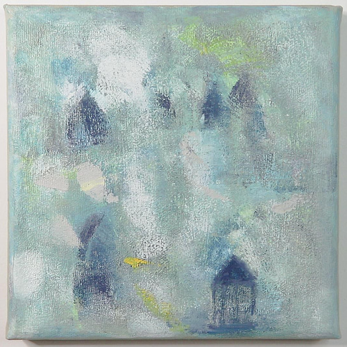 ン 大人気 新品 ノ 雪の夜』 （おっきな月を アクリル画、手描き、原画、1点物。 絵画