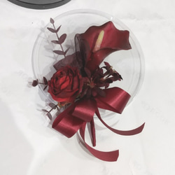 NEW‼　深紅のカラーとバラのクラッチブーケ　G&R作品　アーティフィシャルフラワー仕様のオリジナルデザイン 6枚目の画像